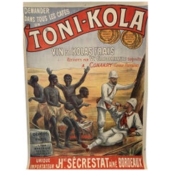 'Toni-Kola', Original Antique Early 19th Century Colonial Propaganda Poster