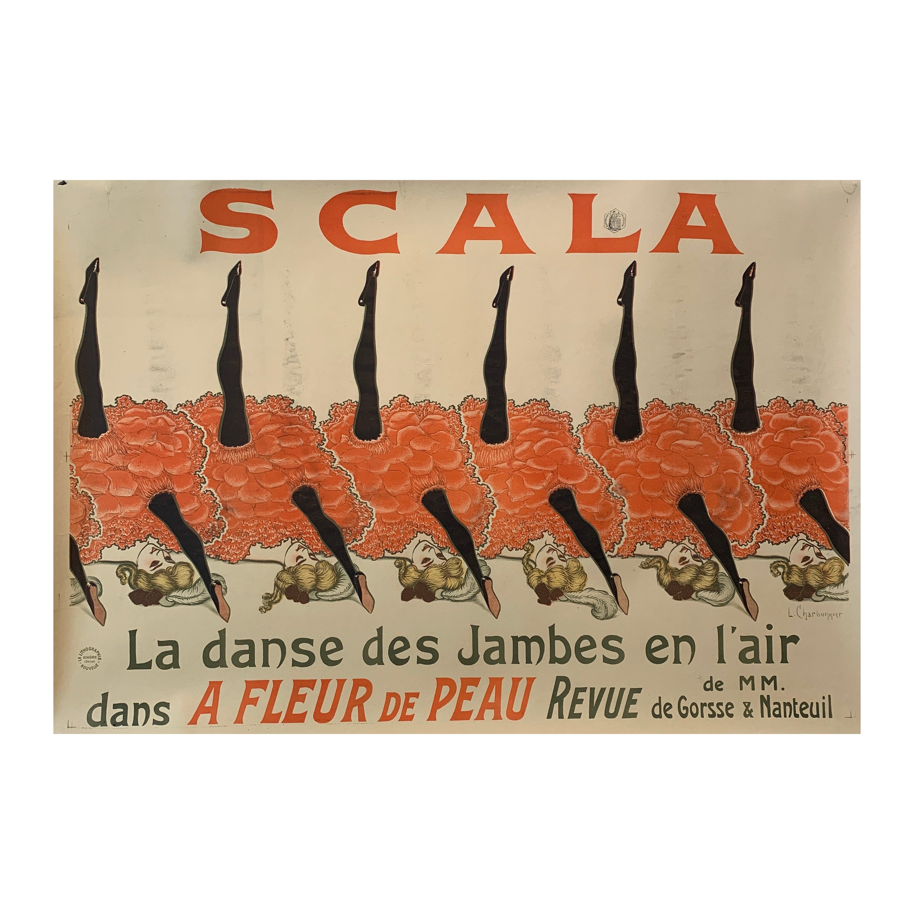 SCALA', affiche originale de théâtre de ballet du début du 19e siècle