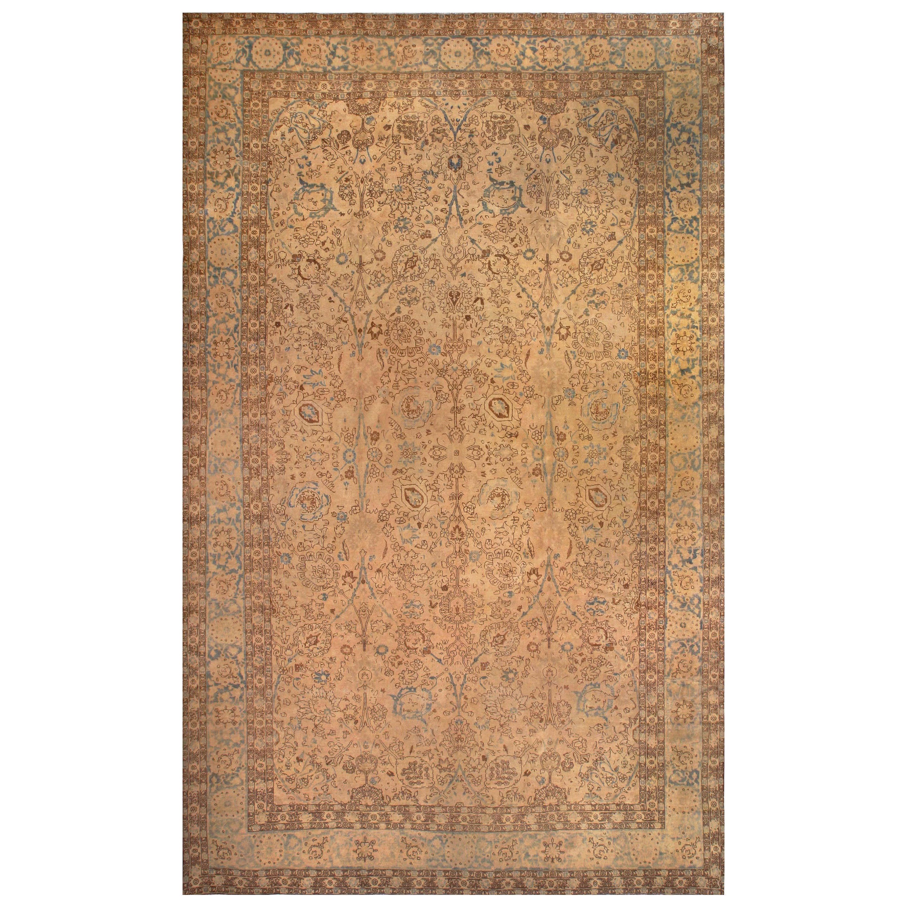 Early 20th Century Tabriz Botanic Handmade Wool Rug