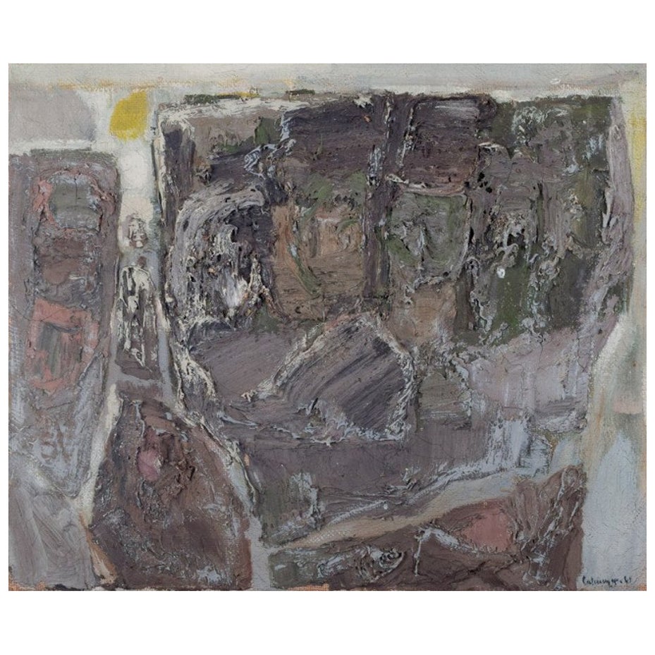 Gösta Calmeyer, artiste suédois. Huile sur toile. Composition abstraite. en vente