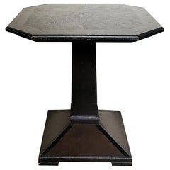 Art Deco Pedestal Centre Table in Ebonised Oak and Leather Base - c1930s