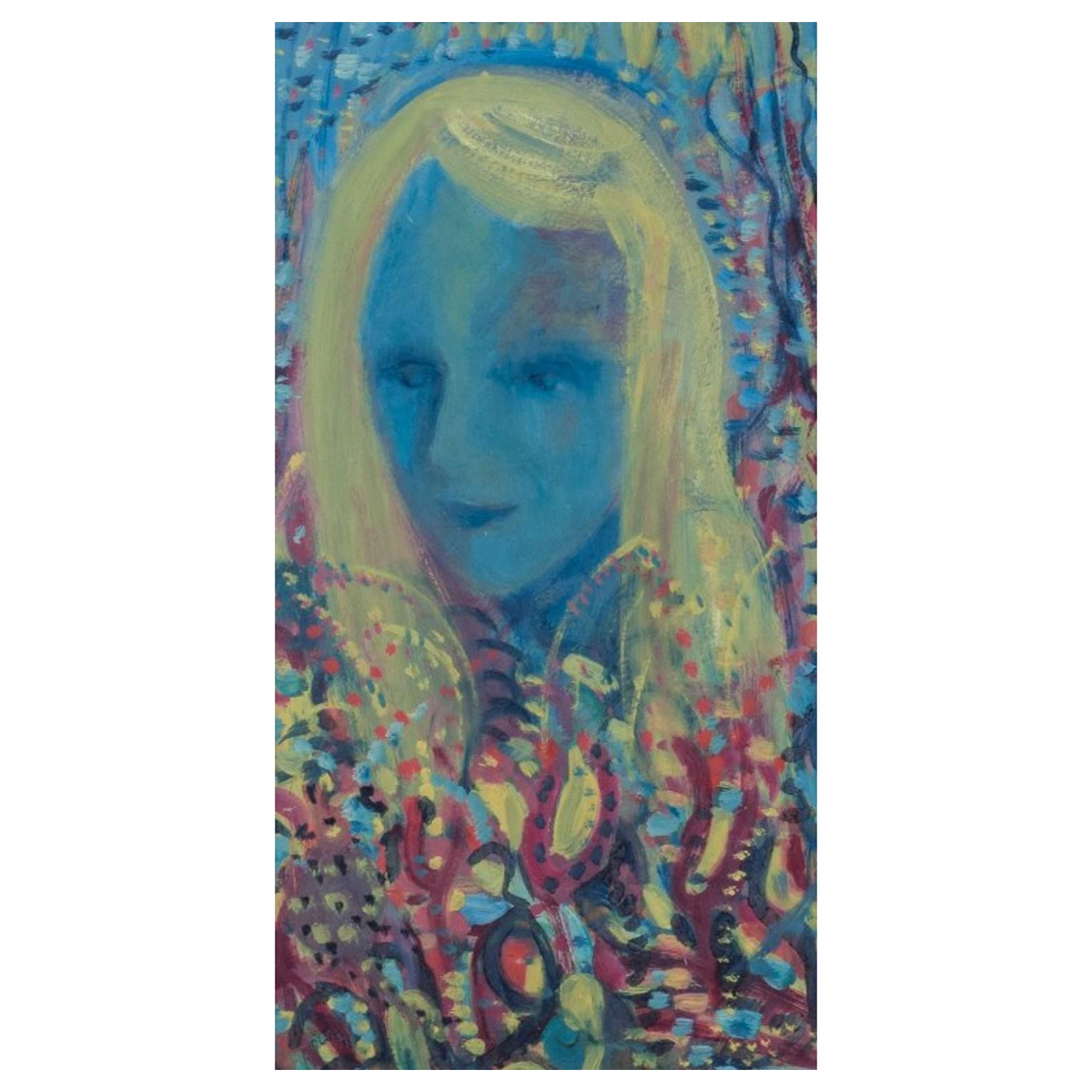 Lennart Pilotti (1912-1981), artiste suédois. Huile sur planche. Portrait de femme
