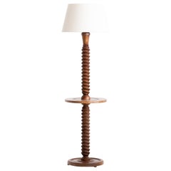 Modernist Turned Floor Lamp, French Circa 1940s