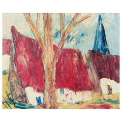 Henri D'Anty (1910-1998), oil on canvas, Cityscape in fauvist style. Mid-20th C.