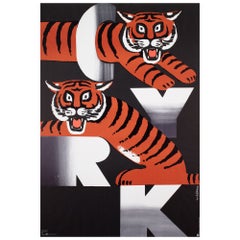Cyrk Two Growling Tigers R1979 Polish Circus Poster, Wiktor Gorka
