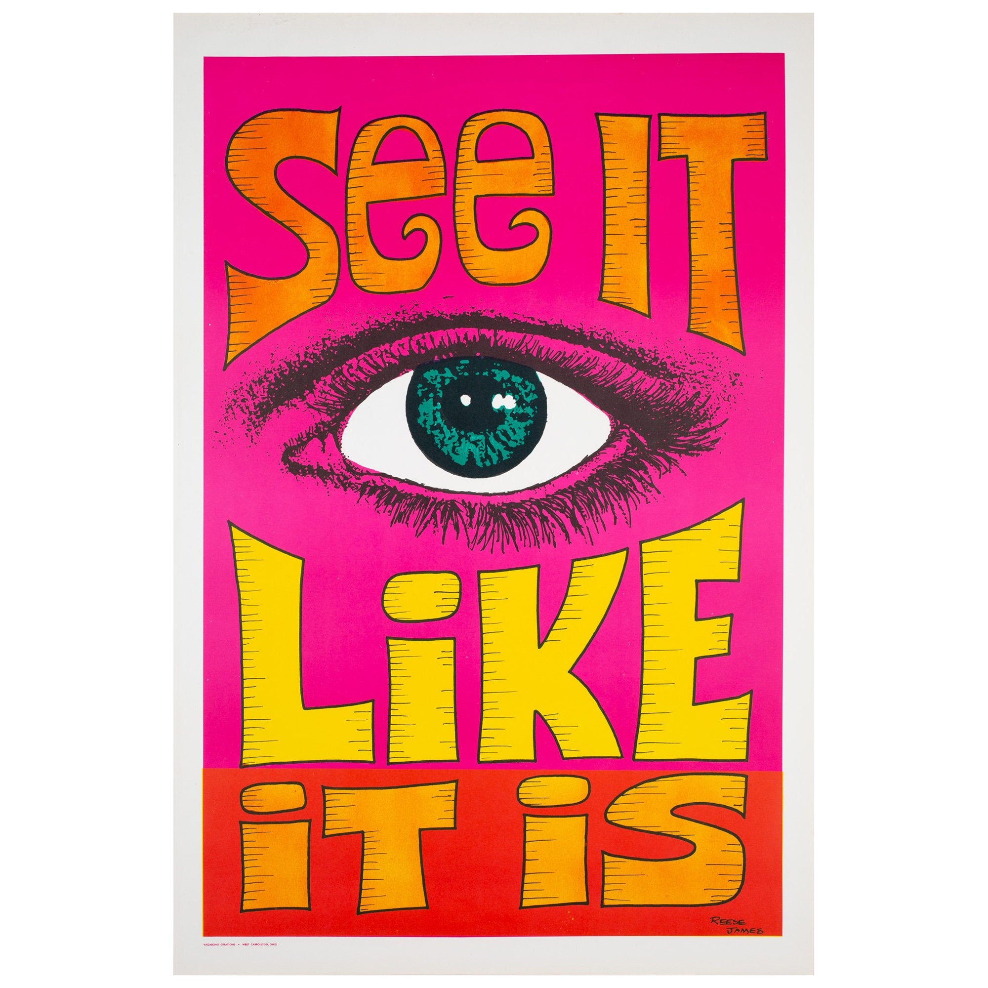 Affiche politique/contestataire américaine des années 1970 « See It like It Is », Reese James