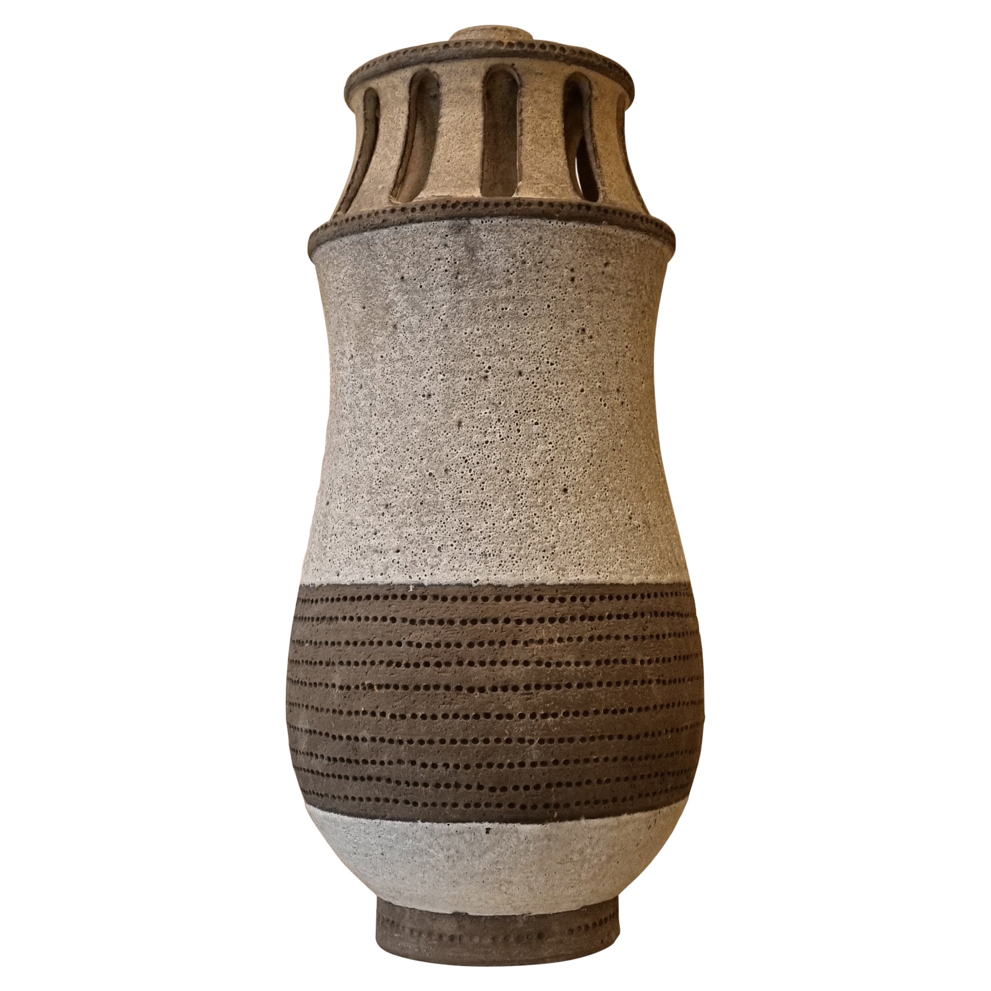 Vase mit Lampenhalter von Aldo Londi für Ceramiche Bitossi, 1970 Signiert. im Angebot