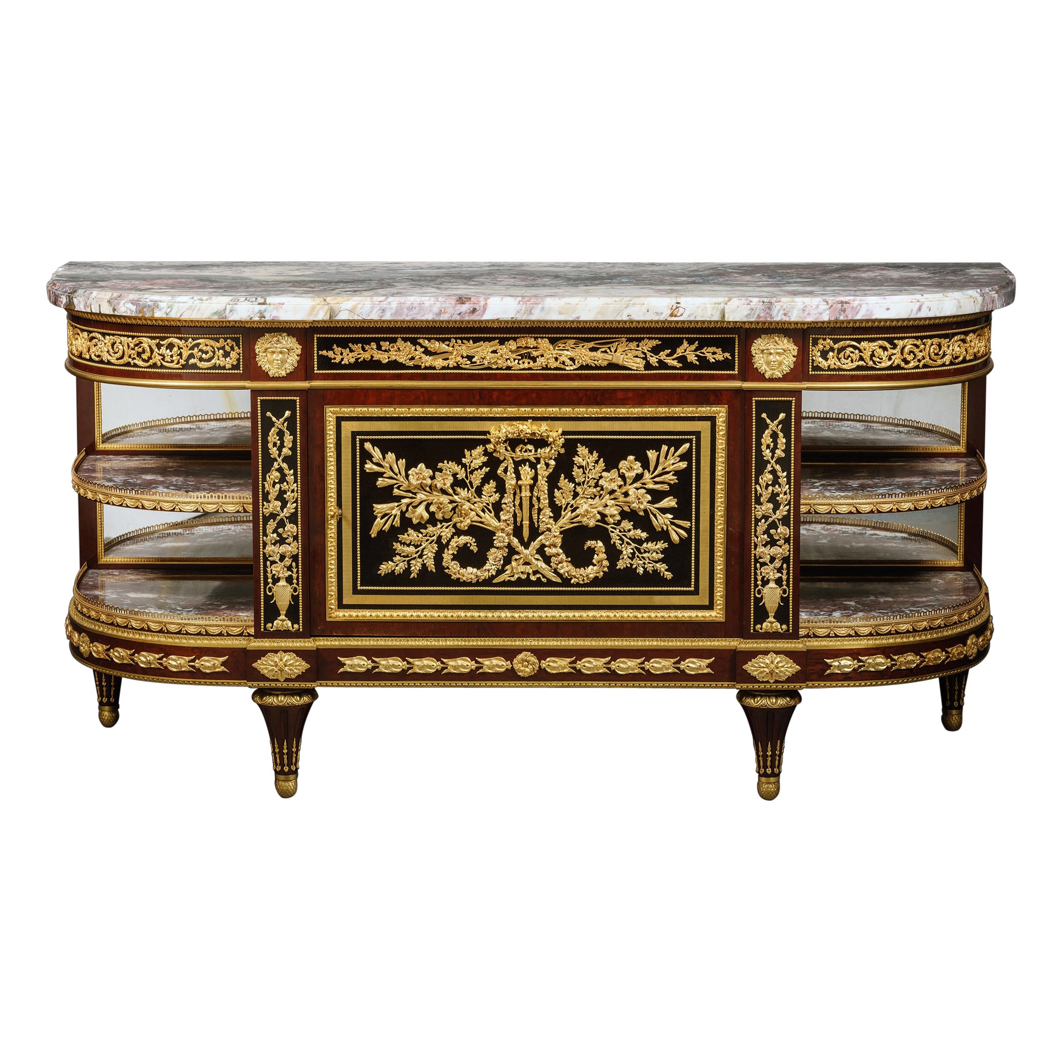 A Louis XVI Style Gilt-Bronze Mounted Mahogany and Ebonised Commode à l'Anglaise For Sale