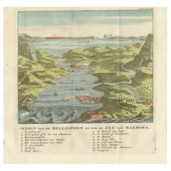 Antique Print of the Dardanelles, formerly called the Hellespont