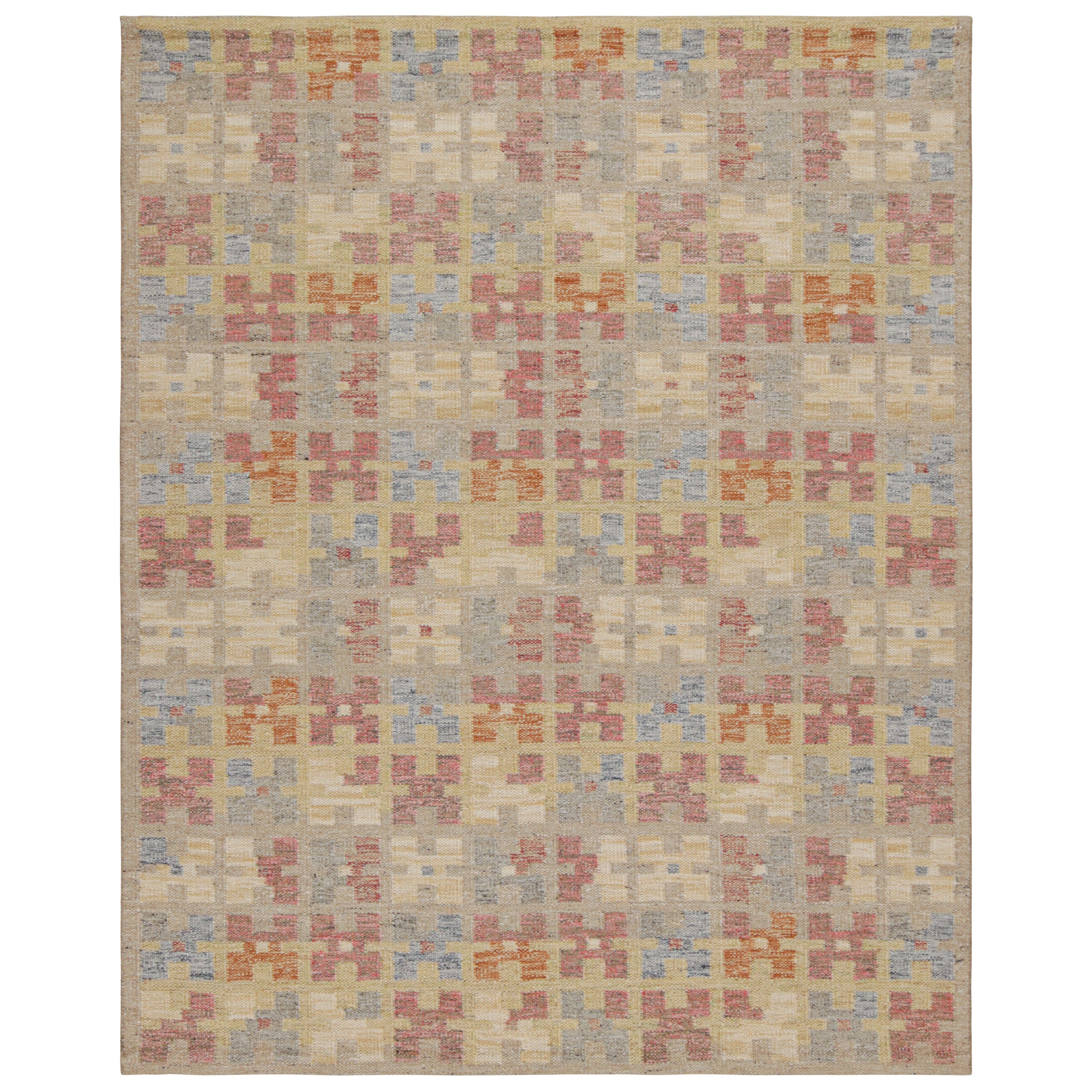 Rug & Kilim’s Scandinavian Style Kilim Rug in Polychromatic Patterns For Sale