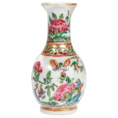 Antike Miniature Chinese Rose Mandarin Porzellan Vase