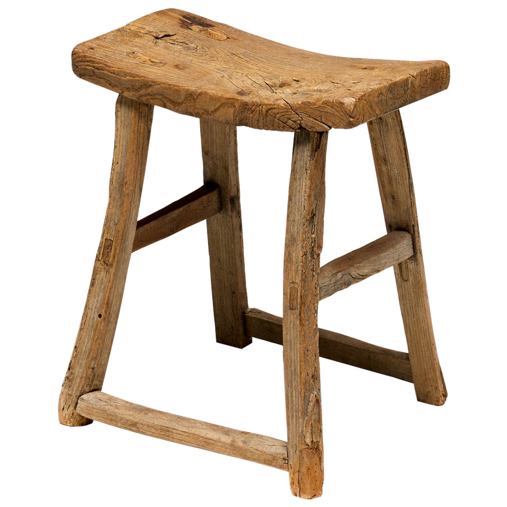 Rustic Folk Art Stool, France, Early 20th Century For Sale