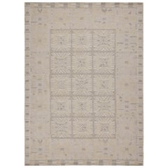 Rug & Kilim's skandinavischer Kilim-Teppich in Grau und Beige mit geometrischen Mustern