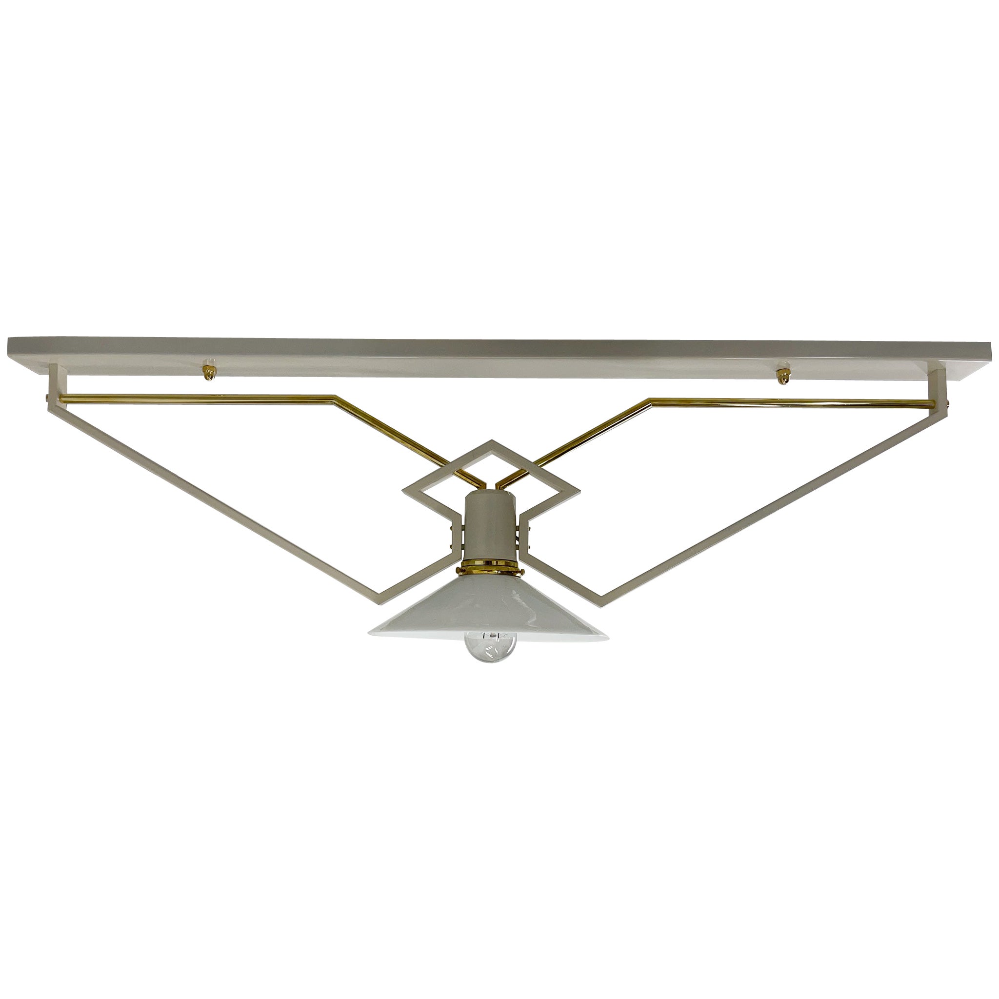 1950s Unique Ceiling Lights with Brass Details, Restored, 4 pieces available For Sale