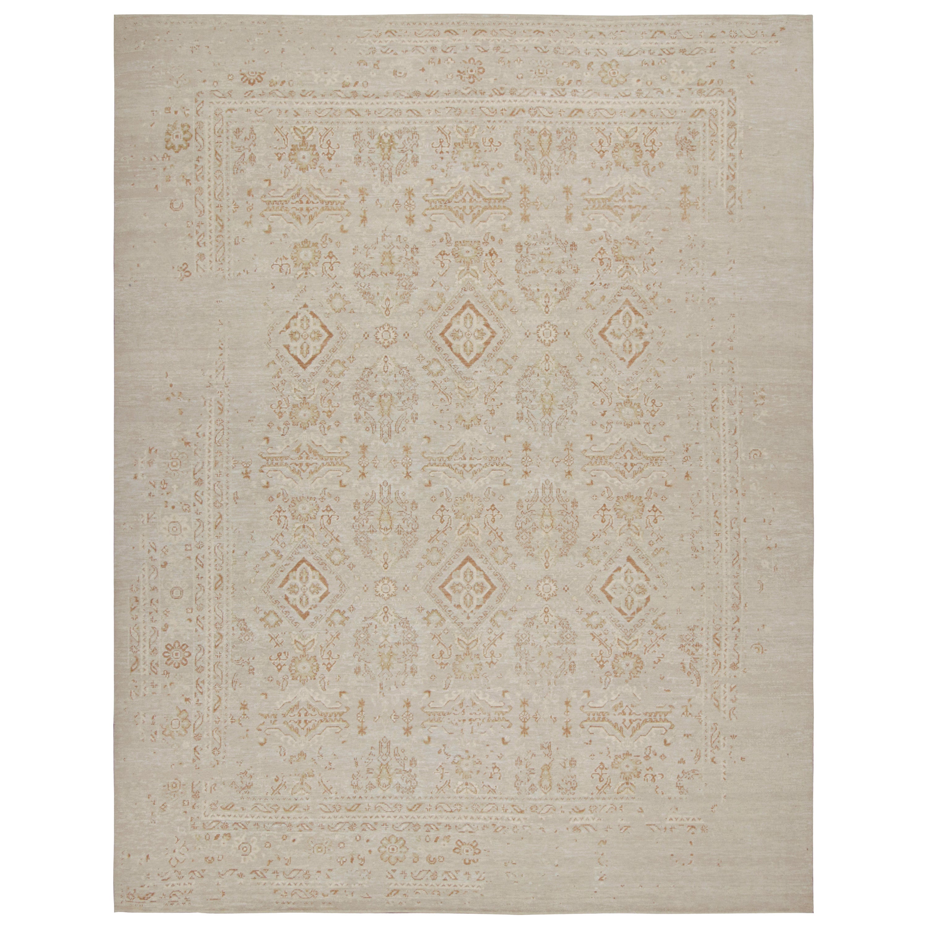 Rug & Kilim’s Oushak style rug in Greige & Brown Floral Patterns