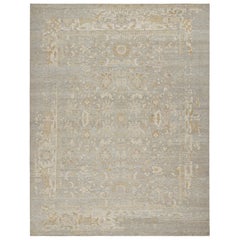 Rug & Kilim’s Oushak style rug in Grey & Beige-Brown Floral Patterns
