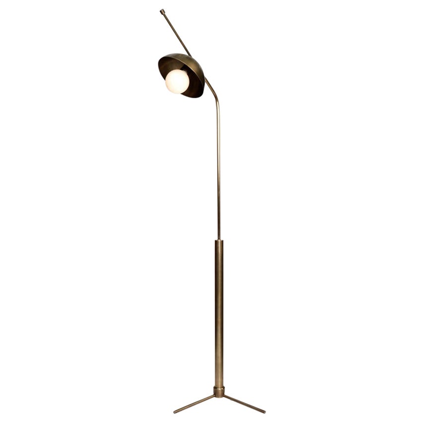 Wing Brass Dome Floor Lamp by Lamp Shaper For Sale