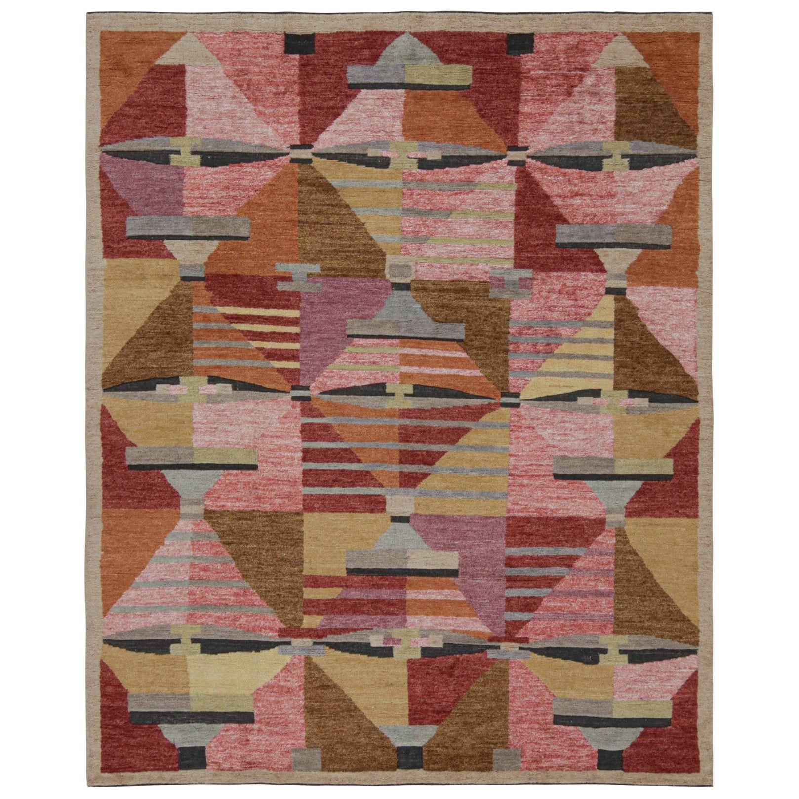 Rug & Kilim's Teppich im skandinavischen Stil mit polychromem, geometrischem Muster im Angebot