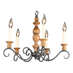 French Late 19th Century Small Louis XVI Wood & Iron Chandelier