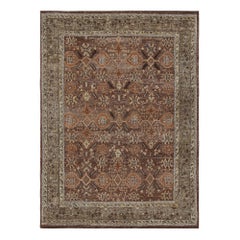 Rug & Kilim’s Oushak Style Rug with Geometric Patterns in Brown and Rust Tones