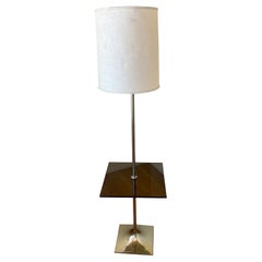 American Mid Century Rare Laurel Smoke Glass Table Floor Lamp