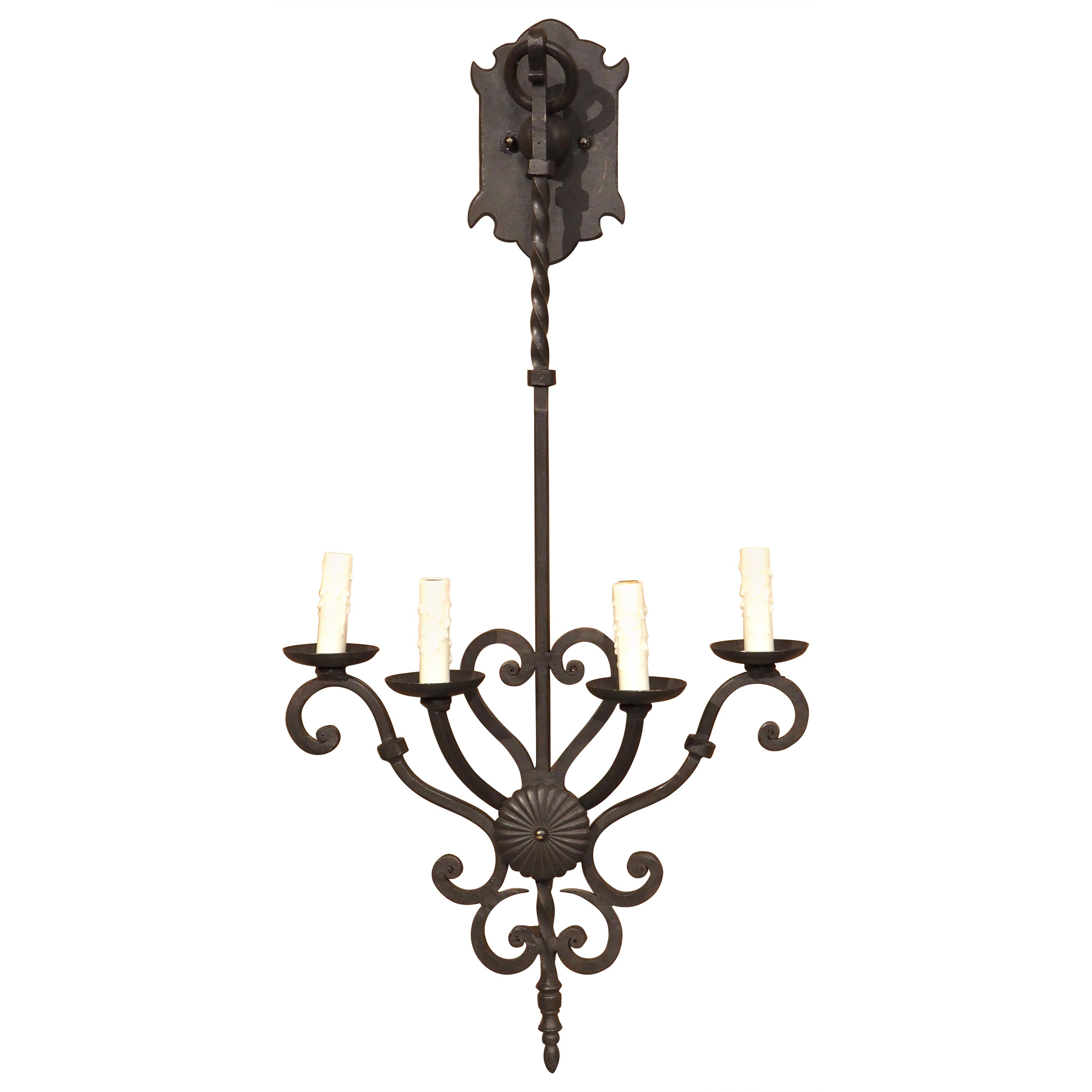 Vilamoura Hand Wrought Iron 4 Light Wall Sconce For Sale
