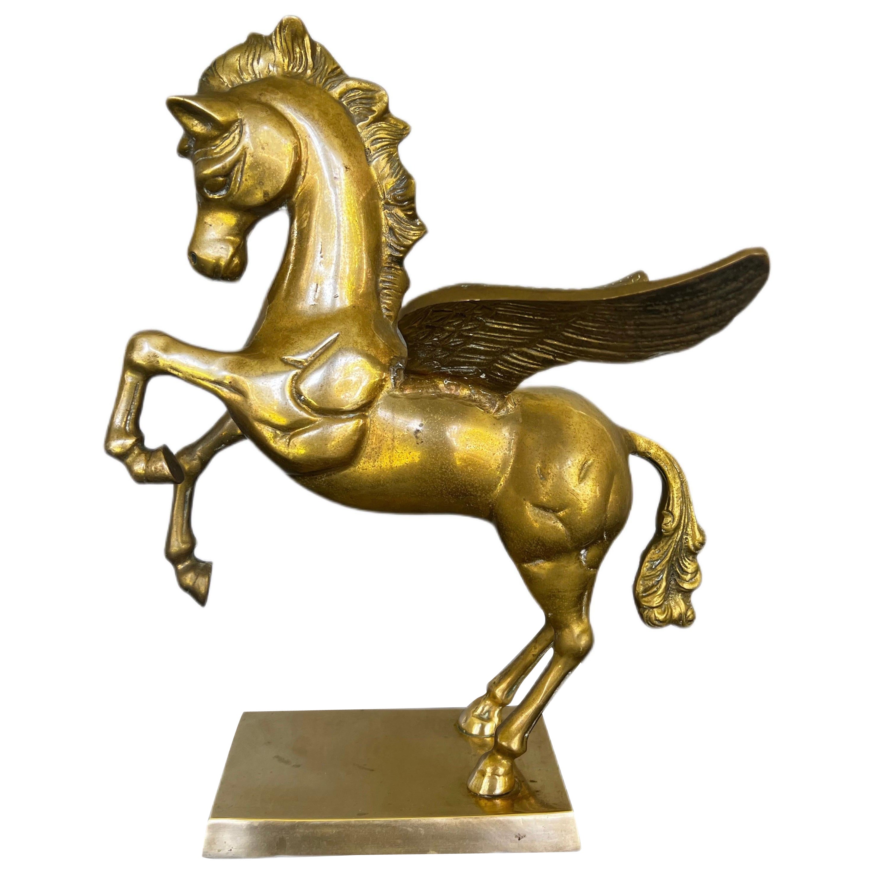 Mid-Century Large Bronze Pegasus Horse 