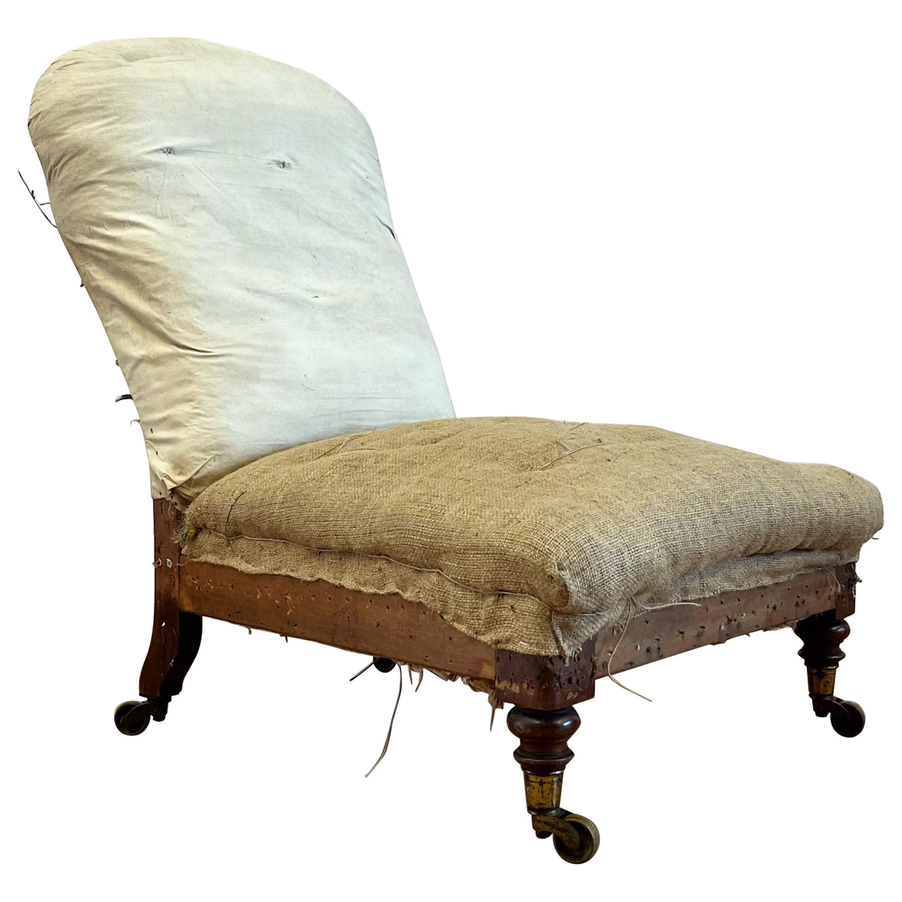 A Mid Nineteenth Century Early Howard & Sons Baloon Back Slipper Chair  For Sale