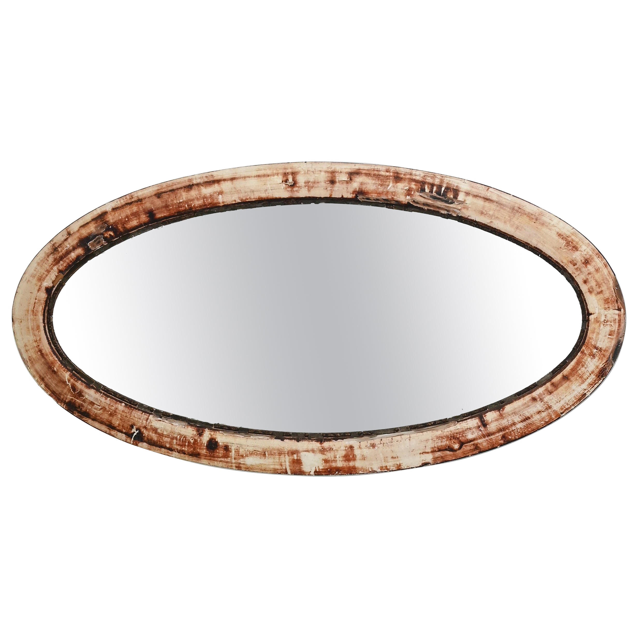 1930s French Oval Wall Mirror For Sale