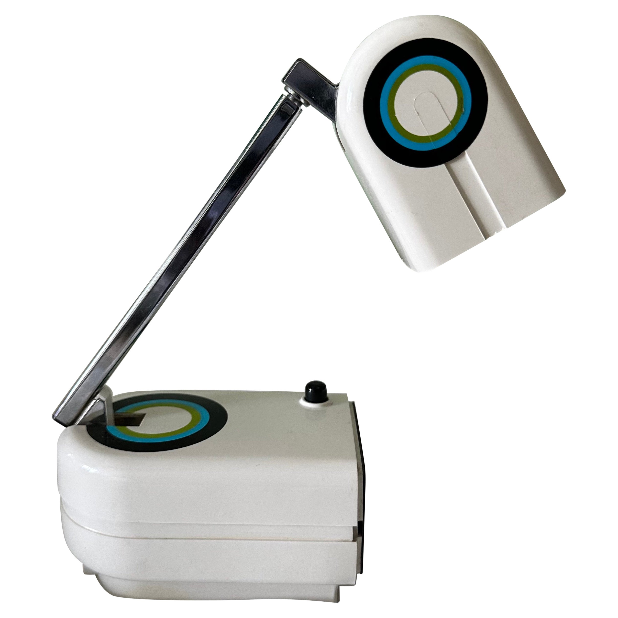 Pierre Cardin Space Age Telescopic Table Lamp in White, Blue, Green & Black For Sale