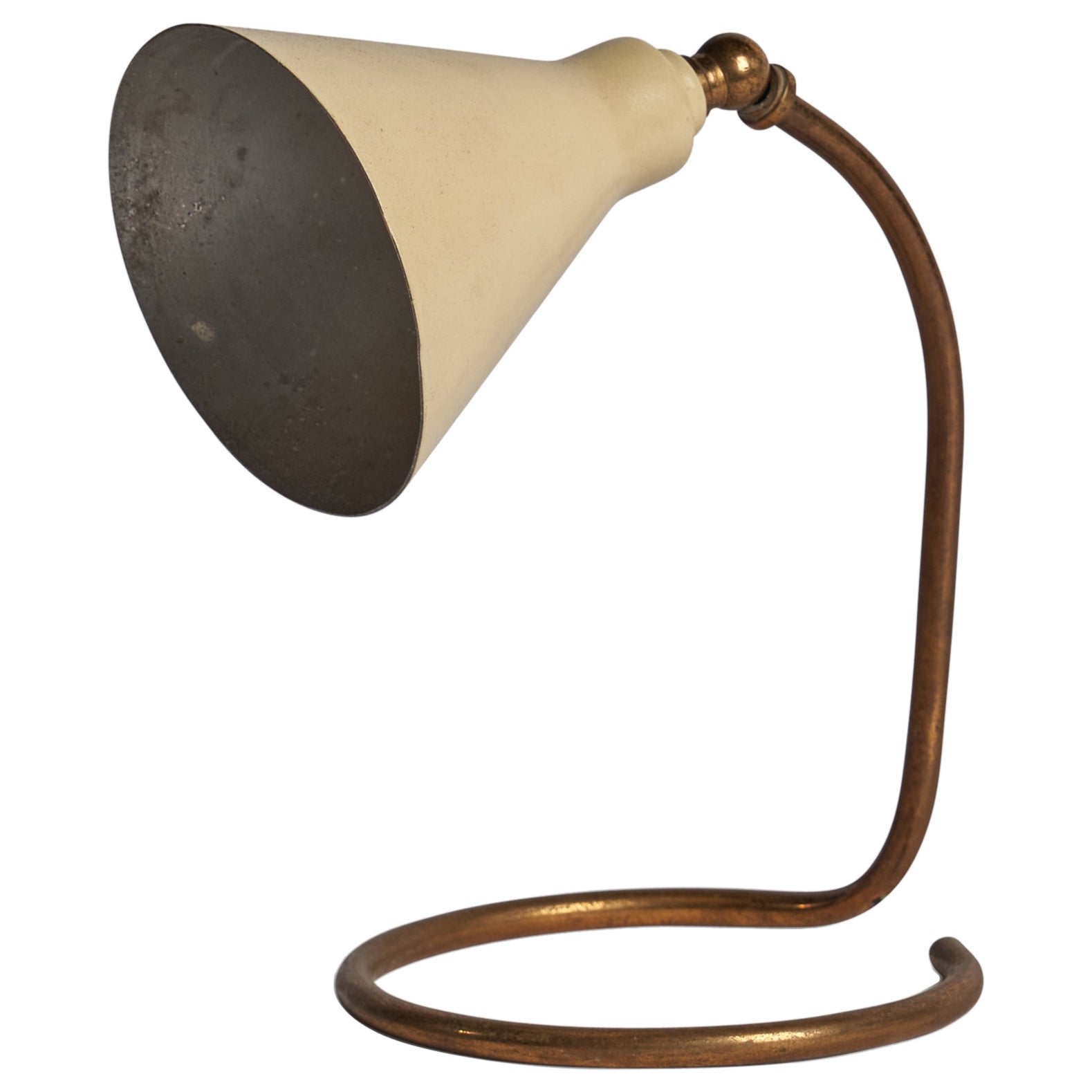 Italian Designer, Table Lamp, Brass, Metal, Italy, 1940s