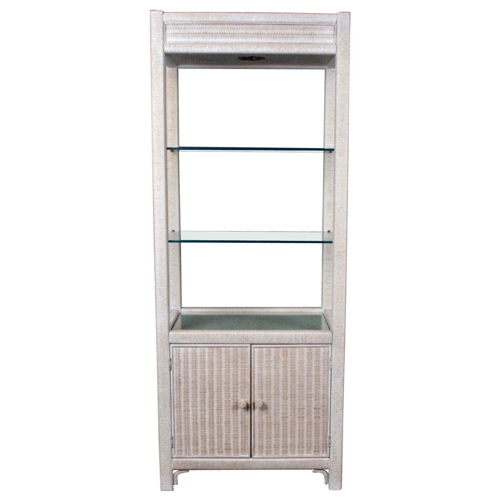 Henry Link Wicker wrapped Bookcase Etagere With Drawers