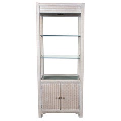 Henry Link Wicker wrapped Bookcase Etagere With Drawers