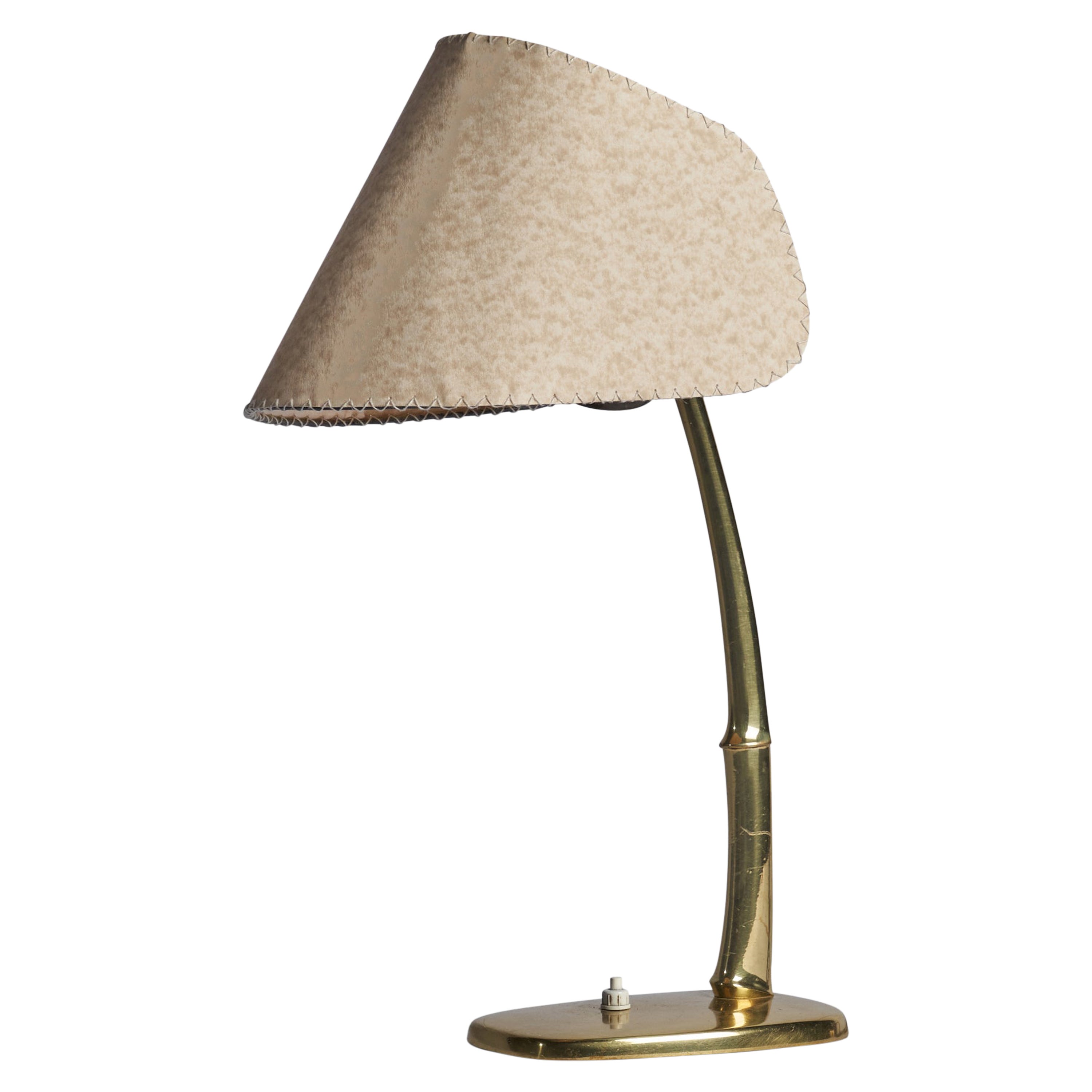 Arnold Poell, Table Lamp, Brass, Paper, Austria, 1950s For Sale