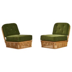 Paul Frankl, Slipper Chairs, Bamboo, Fabric, USA, 1952