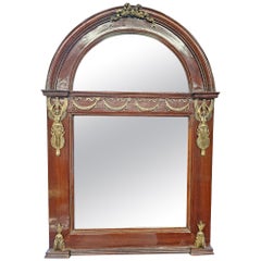 Monumental French Neoclassical Ormolu Mounted Mahogany Mirror