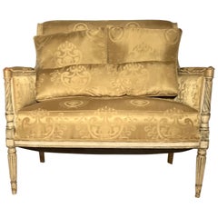 Antique French Directoire Style Painted Marquise Armchair, Circa 1870.