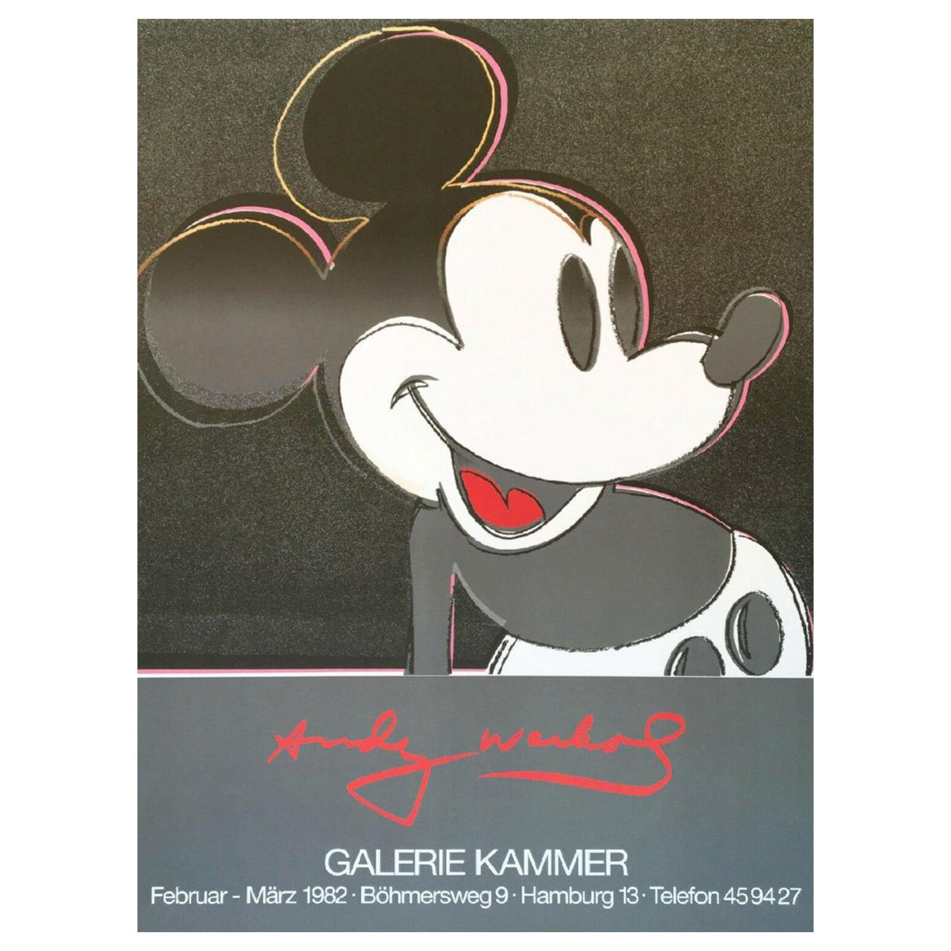 1982 Andy Warhol - Mickey Mouse Galerie Kammer Original Vintage Poster For Sale