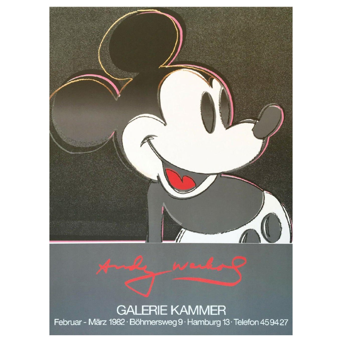 Original-Vintage-Poster, Andy Warhol – Mickey Mouse Galerie Kammer, 1982 im Angebot