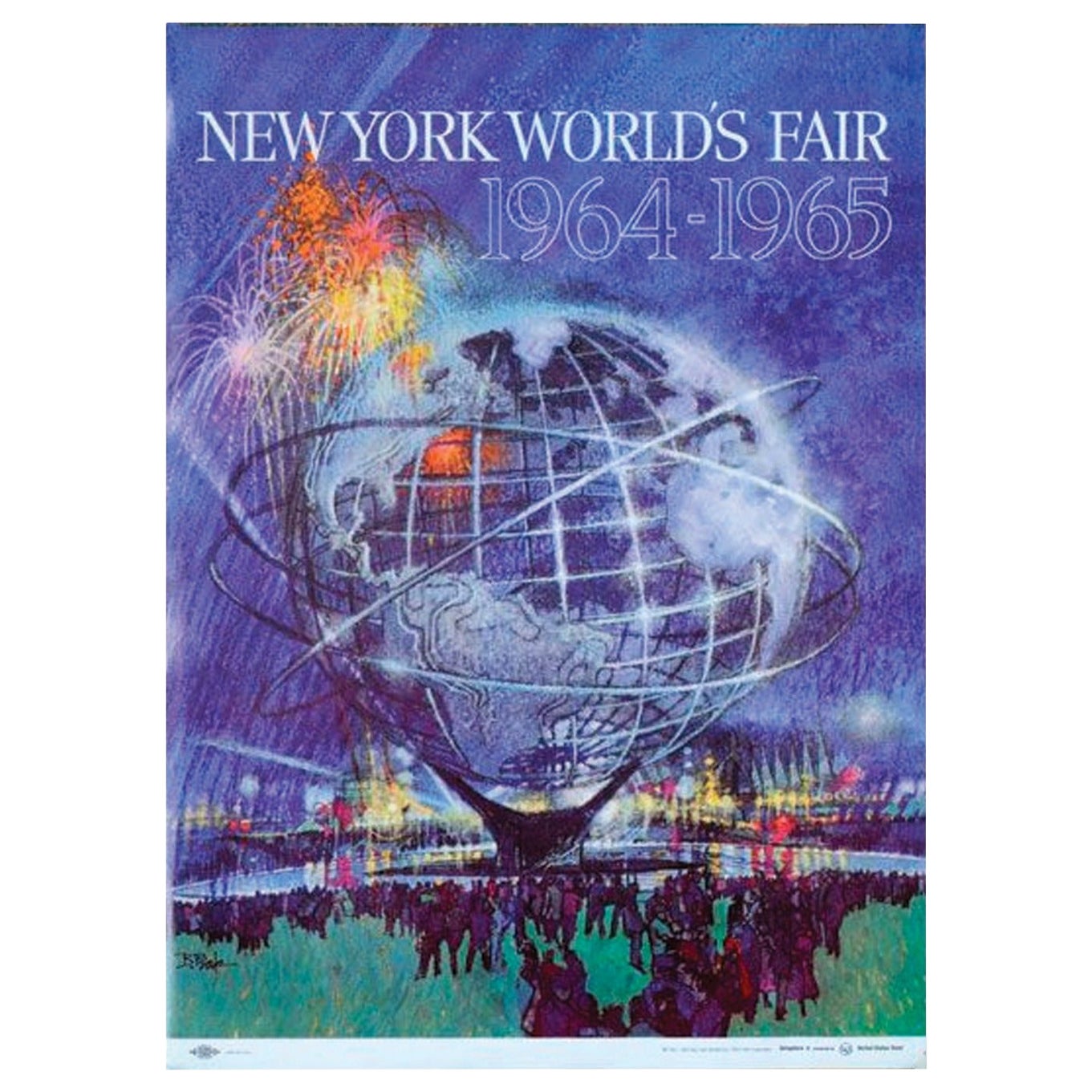 Affiche vintage originale de l'Exposition universelle de New York de 1964