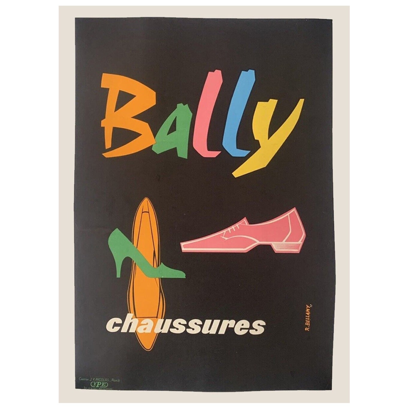 1957 Bally - Chaussures Original Vintage Poster For Sale