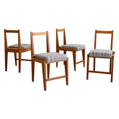 Vintage Italian Solid Wood Dining Chairs - a Set of 4