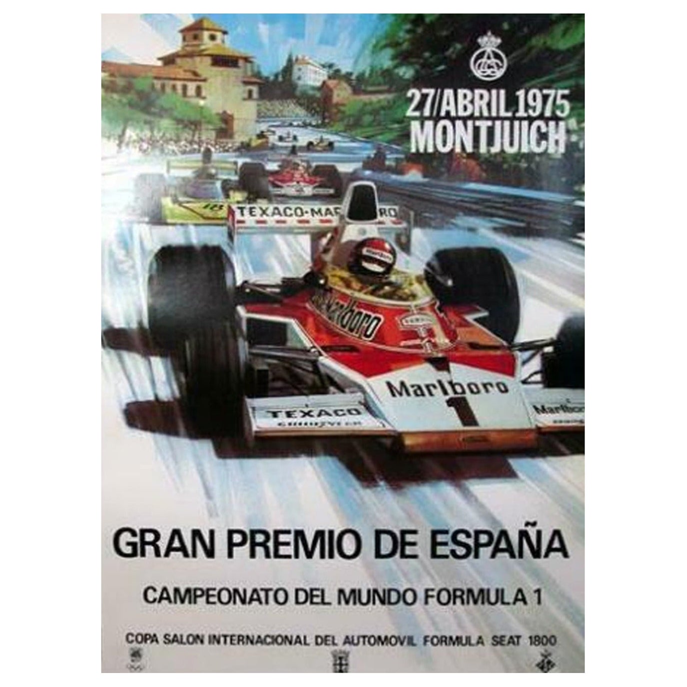 Affiche vintage originale du Grand Prix espagnol de 1975 en vente