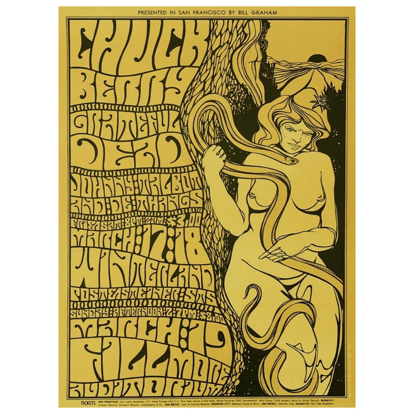 1967 Chuck Berry & The Grateful Dead - Fillmore Original Vintage Poster