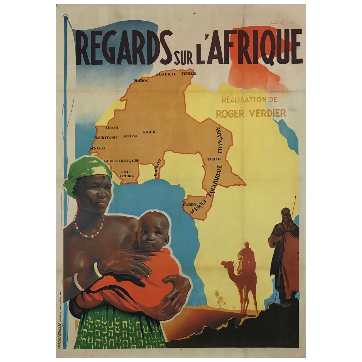 'Regards Sur L'Afrique' Original Vintage Poster by Jacques Bonneaud, 1944 For Sale
