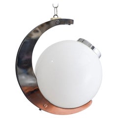 Vintage Space Age Chrome and Glass Pendant Light