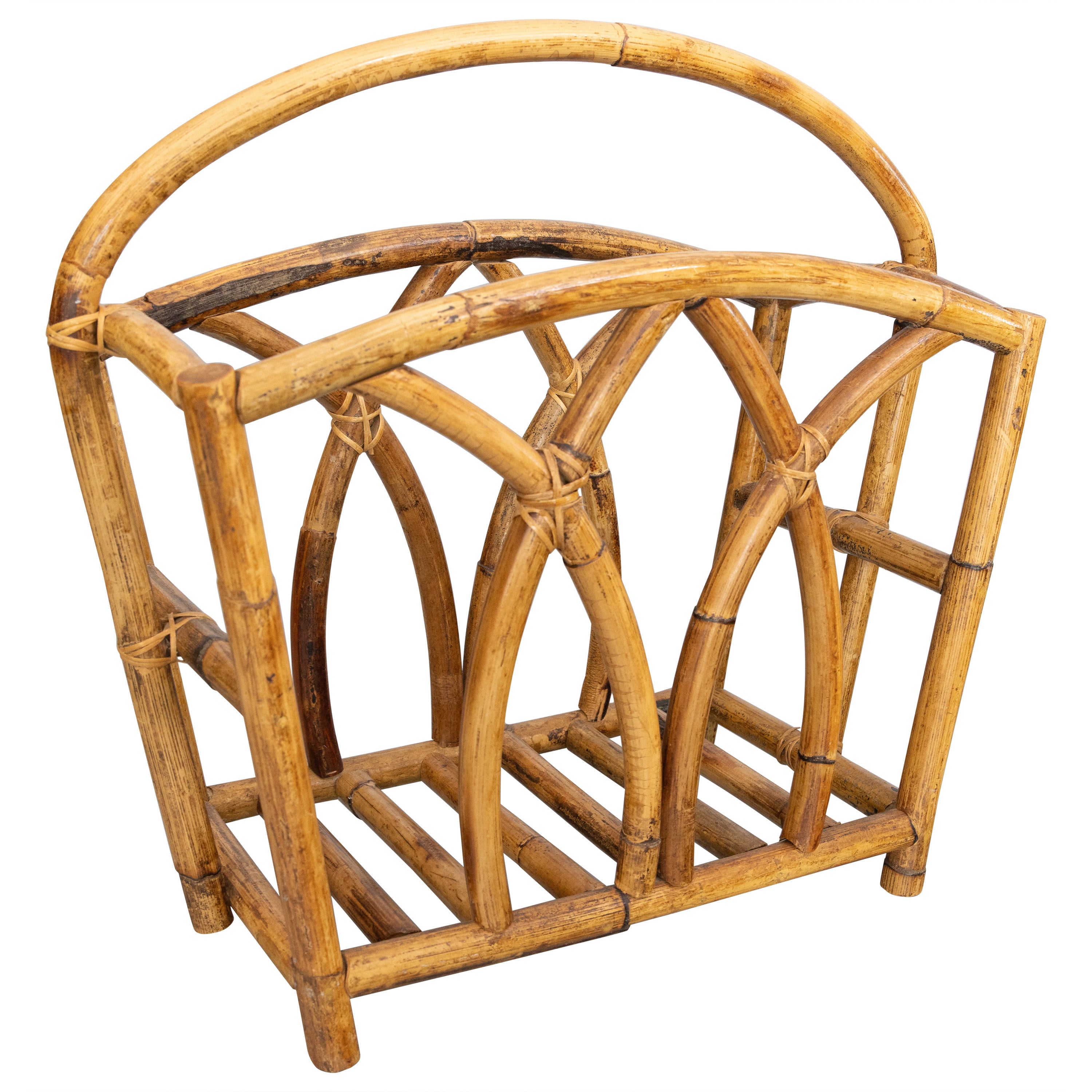 Mid-Century French Bamboo Magazine Rack For Sale