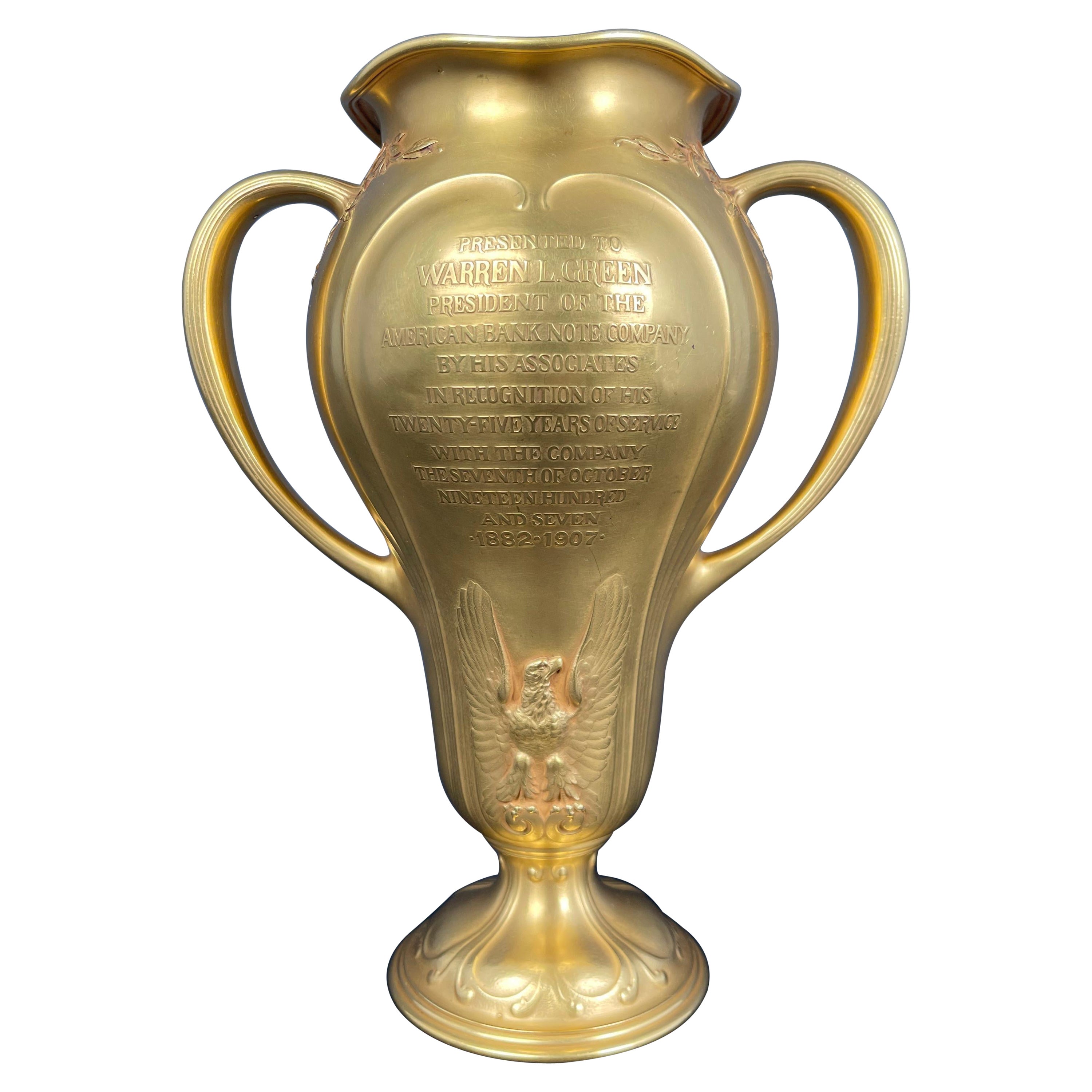 An Art Nouveau 18k Yellow Gold Trophy By Tiffany & Co. For Sale