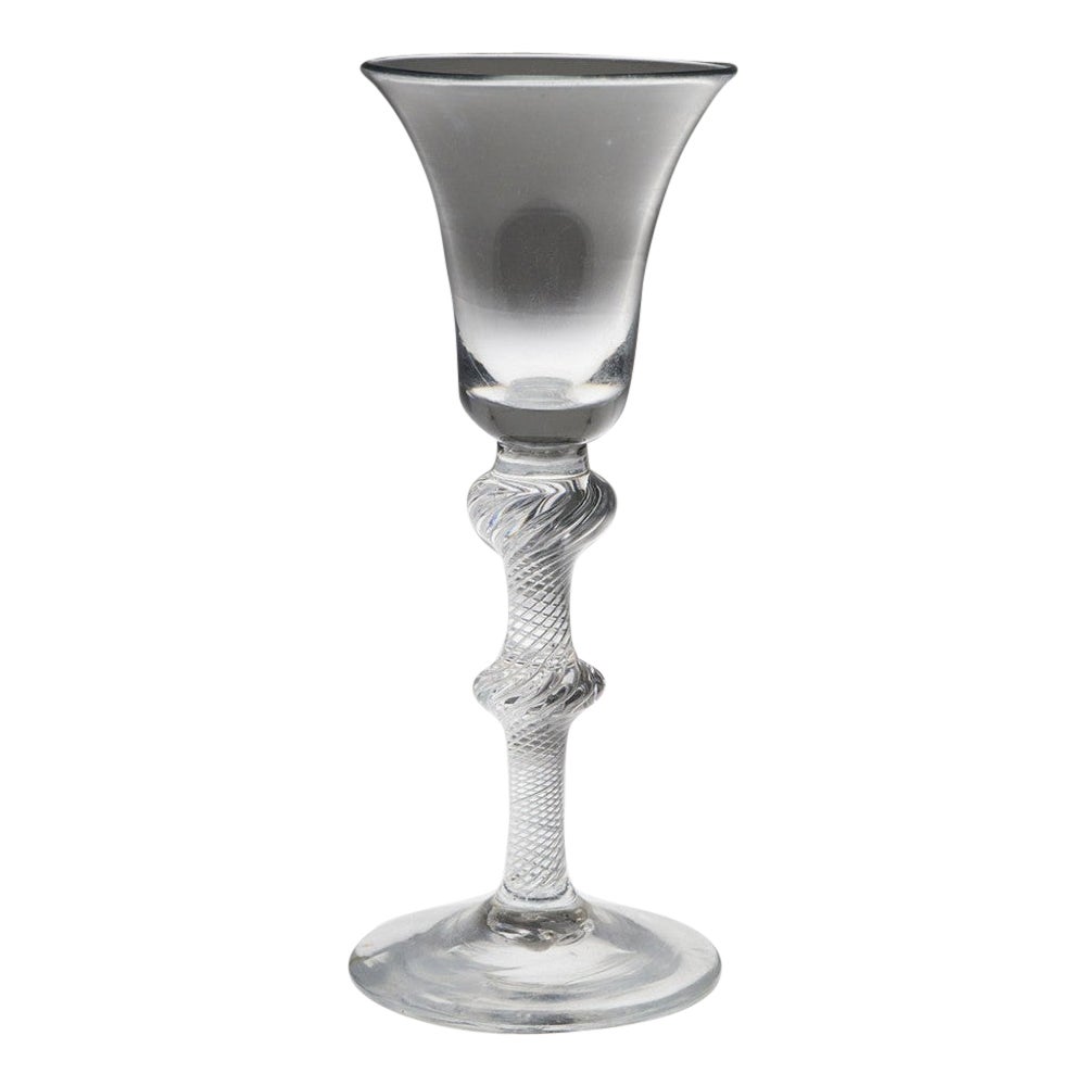 A Double Knopped Air Twist Wine Glass c1750 For Sale