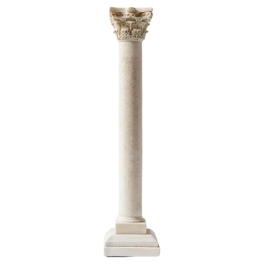 Corinthian Column Candleholder 'Set of 2' Compressed Marble Powder Statue For Sale
